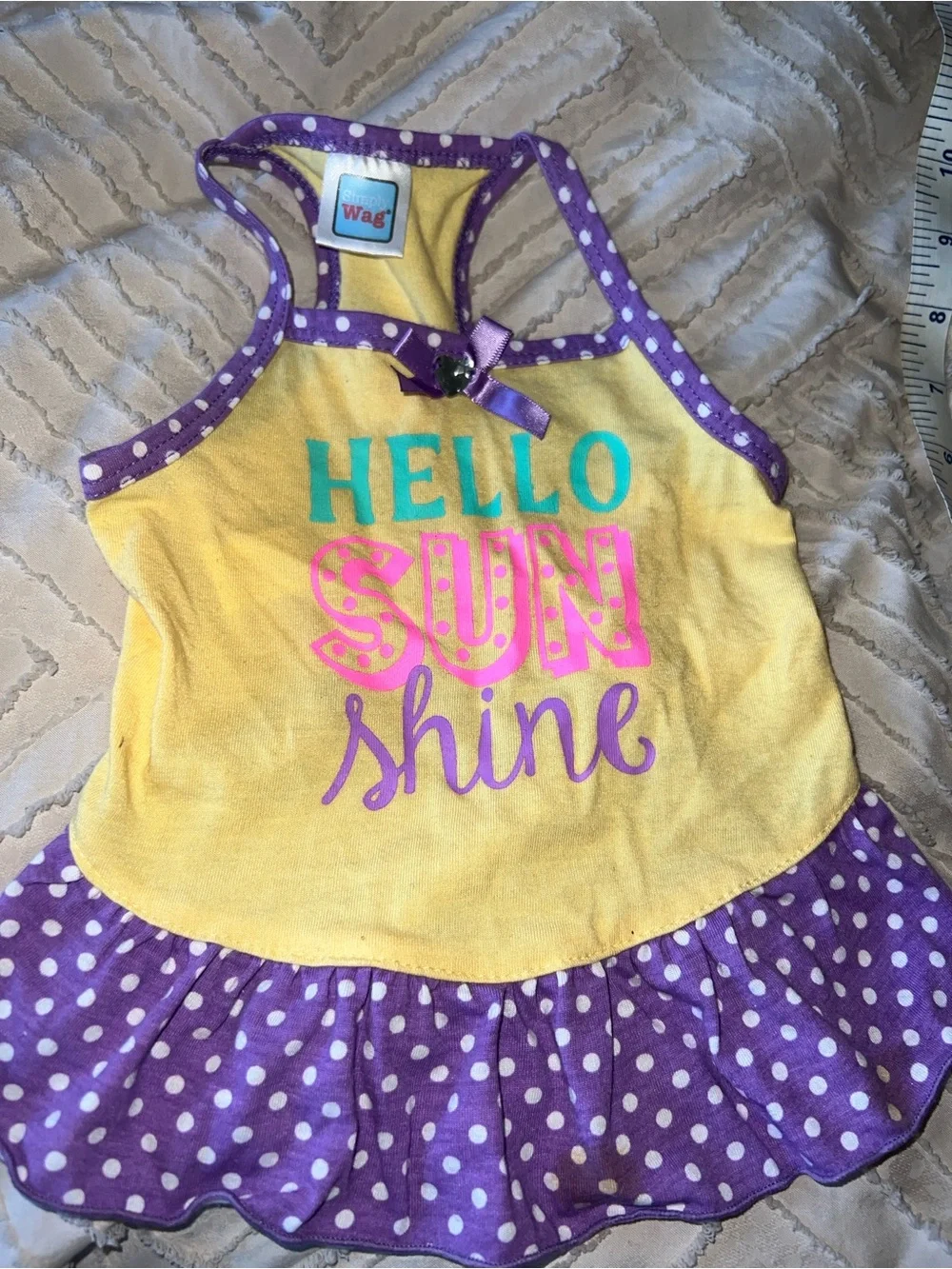 Dog Hello Sunshine Yellow & Purple Polka Dot Sundress